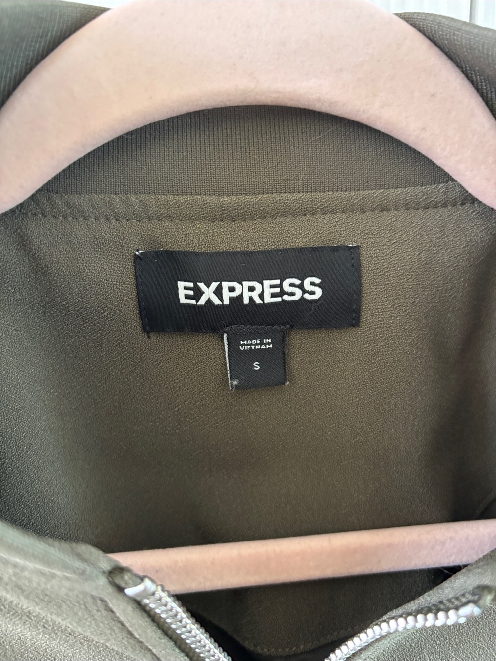 Express Cropped Bomber Jacket in Olive (S) - Picture 7 of 8